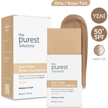 Cilt Tonu Eşitleyici & Leke Karşıtı  Serum Fondöten  Spf 50+, 30 ml – Orta / Koyu