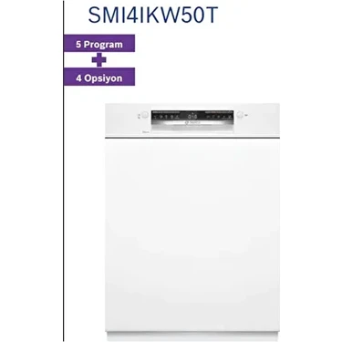 Bosch SMI4IKW50T Beyaz Bulaşık Makinesi 5 Programlı 13 Kişilik Kapasite Enerji Sınıfı