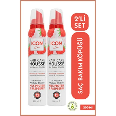 Icon Care 2'li Set Saç Bakım Köpüğü Alkol İçermeyen Hacim Verici 200 ml Milk Protein &