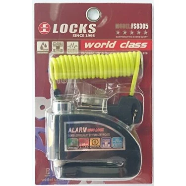 Belirtilmemiş World Class 110 Db Alarmlı Disk Kilidi Hatırlatma Kablosu ile Motosiklet Güvenliği
