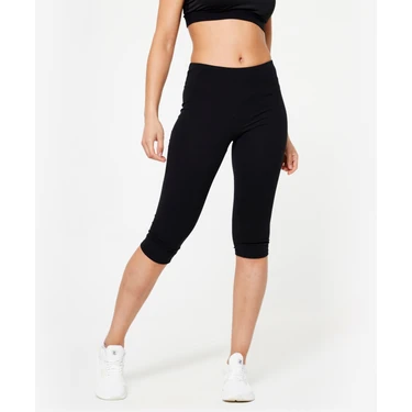 Decathlon Domyos Kadın Fitness Taytı Ultra Siyah L / W33 L31 Rahat Tasarım ve Yüksek