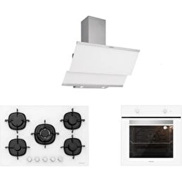 Beyaz Cam Ankastre Set 5 Yıl Garanti 3420 (Classy
