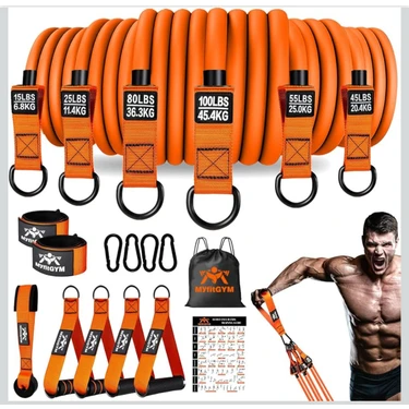 18 Parça Latex Direnç Lastiği Seti Kapı Arkası Direnç Bandı 145 kg Direnç