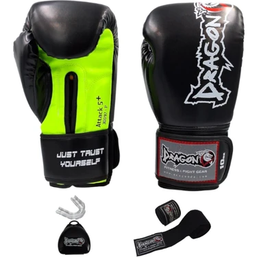 Dragon Attack 5 Plus Pro Boks Eldiveni 3'lü Set Kick Boks Muay Thai Boks Eldiveni Bandaj ve
