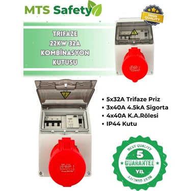MTSevcharger 22 Kw VIKO Sigorta Trifaze 5X32 Kaçak Akım Roleli Taşınabilir Elektrikli Araç Şarj