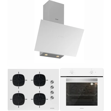 Silverline Beyaz Cam Ankastre SET(3481 FLAM-CS5700E7W01 65 M Ocak