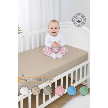 Vionel Home %100 Pamuk Penye, Lastikli Full Kenar Bebek Çarşafı,  Organik Pamuk, Anne Yanı, Çocuk