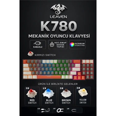 Leaven K780 Kablolu Mekanik Rgb Işıklı Klavye 78 Tuşlu Fiyatı