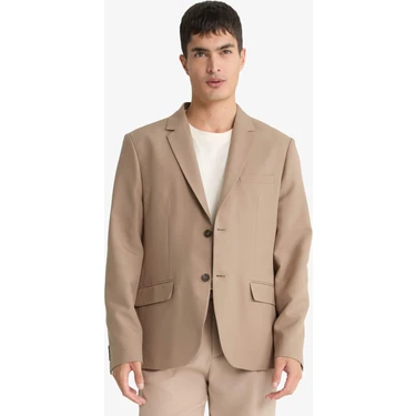 DeFacto Slim Fit Dar Kesim Çapraz Dokuma Düğmeli Blazer Ceket