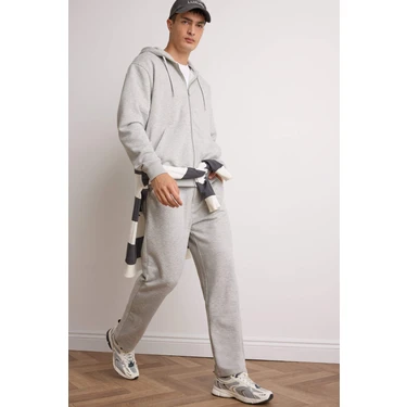 DeFacto Regular Fit Basic Düz Beli Bağcıklı Düz Paça Cepli Eşofman Altı