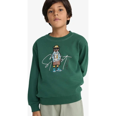 DeFacto Bisiklet Yaka Baskılı Sweatshirt Erkek Çocuk