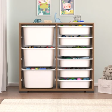 Carla 9 Sepetli Çok Amaçlı Oyuncak Dolabı Tropik Ceviz Fiyatı