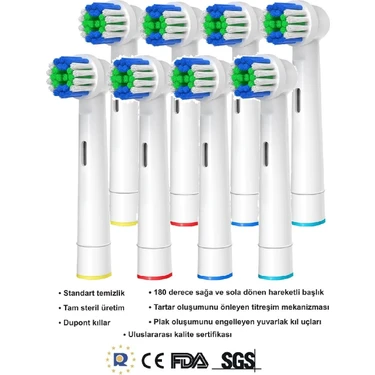 Oral-B Şarjlı Diş Fırçası Uyumlu 8 Adet Precision Clean Yedek
