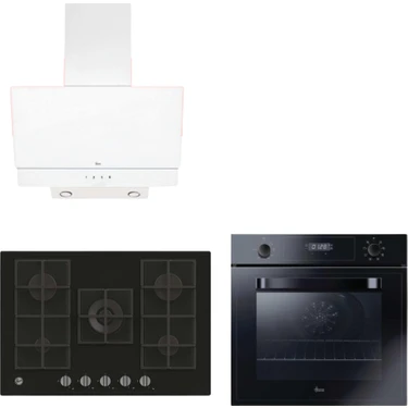 Hoover Milora Ankastre Set (HOT3051BI/E Siyah Fırın + HVG74K3B 75 cm Ocak + HDG6C2GWTK