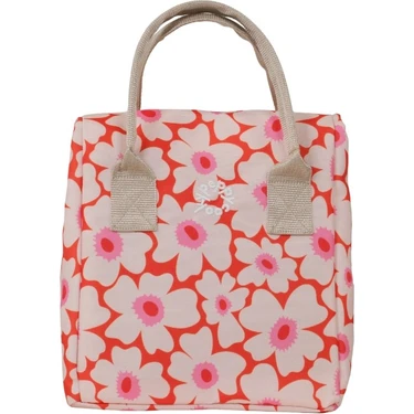 Peppy Things Daisy Çiçekli Termal Yemek Çantası 26 cm Kapasite Su Geçirmez Keten ve Pratik