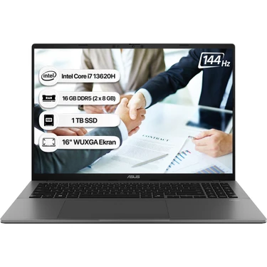 ASUS Vivobook S16 S3607VA-RP012 Intel Core i7-13620H 16GB 1TB SSD  FreeDOS 16.0" Taşınabilir