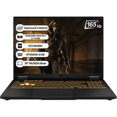 Asus Tuf Gaming F16 FX608JH-RV082 Intel Core I5 13450HX 16GB 512GB SSD RTX5050-8GB 115W Freedos 16"