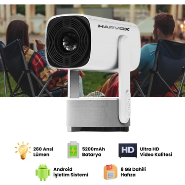 K2 Bataryalı Projeksiyon Cihazı Taşınabilir 4K Destekli 1080P Android Sistemli