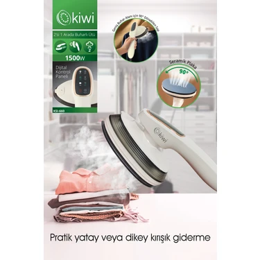 KSI-660 2'si 1 Arada Buharlı Ütü – 1500W Güçlü, LED Ekranlı, 90° Dönebilen