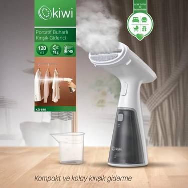 Kiwi KSI-640 Buharlı Dikey Ütü 1000 Watt Beyaz Seramik Tabanlı Buhar Özelliği