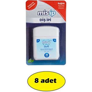 Misip Naneli Diş İpi 50 Metre 8 Adet Rulo Koku Aromalı Ağız ve Diş
