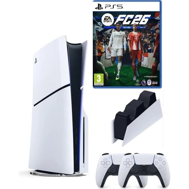 Sony Playstation 5 Slim Modeli + 2 Kol Dualsense + Şarj İstasyonu ile Oyun