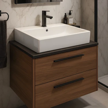 Turavit Vega Dikdörtgen Beyaz Delikli Lavabo 50X42 cm