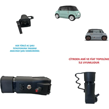 Citroen Ami ve Fiat Topolino Uyumlu, Ac Şarj Adaptörü -