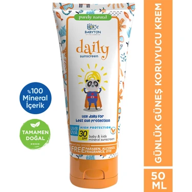 Babyton Bebek ve Çocuklar için Doğal Güneş Koruyucu Krem 50 ml