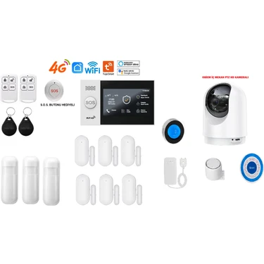 Obiem Akıllı Güvenlik Standart Plus Alarm Sistemleri + İç Mekân PTZ HD Kamera - Ev ve İş