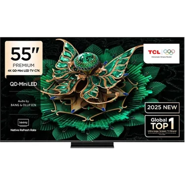 TCL 55C7K 55'' 139 Ekran Uydu Alıcılı  4K Ultra HD Google QD Mini LED