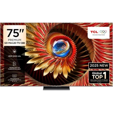 TCL 75C8K 75'' 189 Ekran Uydu Alıcılı 4K Ultra HD Google QD MiniLED
