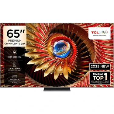 TCL 65C8K 65'' 164 Ekran Uydu Alıcılı  4K Ultra HD Google QD MiniLED