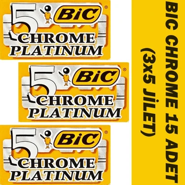 Bic Chrome Platinum Çift Kenarlı Tıraş Bıçağı 15 Adet Yaprak Jilet (3x5'li
