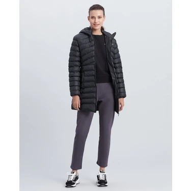 Skechers W Essential Maxi Length Hooded Jacket Kadın Siyah Mont