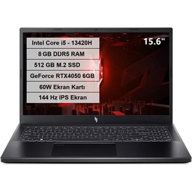 Acer Nitro V 15 Intel Core i5 13420H 8 GB 512 GB SSD Rtx 4050 6 GB Freedos 15.6" FHD IPS