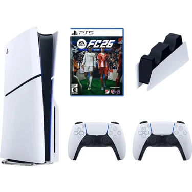 SONY Playstation 5 Slim Standart  1 Tb+ 2. Beyaz Dualsense + Şarj + Ps5 FC26 CD (Ithalatçı
