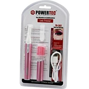 Powertec TR-202 Kaş Düzeltici - Şekillendirici Pembe - USB Şarjlı - Kalem