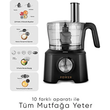 Premium 4 Bıçaklı Doğrayıcı, Mutfak Robotu, Doğrama, Karıştırma, Öğütme, Rendeleme, Dilimleme