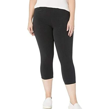 Brl Textil Capri Kadın Tayt Siyah Renk Büyük Beden Konforlu Dokuma