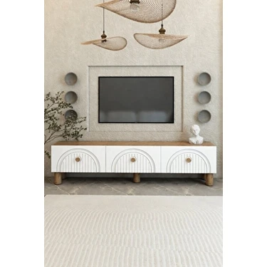 Bohem 150 cm Atlantik Çam 3 Kapaklı Tv Ünitesi – Mdf Mebran Kapaklı Modern Tv