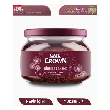 Cafe Crown Hindiba Kahvesi 150 gr Yumuşak Lezzetli Türkiye Menşeli Organik Granül