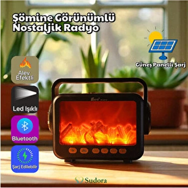 FP-337-S Şömine Görünümlü  Uyumlu Fm Radyo & Bluetooth