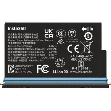 INSTA360 X5 2400 mAh Kapasiteli Şarj Edilebilir Batarya Aksiyon Kamerası İçin Yüksek