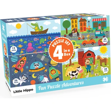 Little Hippo 4ü1 Arada Puzzle Set - Eğlenceli Yapboz Fiyatı