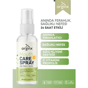 Orginx Vitamin C & Propolis Ağız Spreyi - Ağız Kokusu Giderici, Ferah Nefes, Doğal Koruma 50