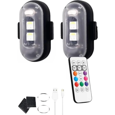 Uzaktan Kumandalı 2'li Çakar Led/şarjlı Mini LED Işık/drone Işığı/anti Çarpışma Uyarı