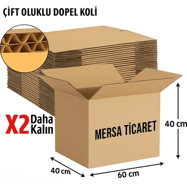 60X40X40 cm 5 Adet Çift Oluklu Taşıma, Taşınma Kolisi, Karton Koli, Boş
