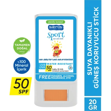 Babyton Suya Dayanıklı Doğal Güneş Stick 50 SPF 20