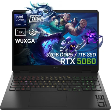 HP OMEN 16-an0000nt Intel Core Ultra 9-285H 32GB DDR5 1TB SSD RTX5060 8GB 16 inç WUXGA 165Hz 3ms